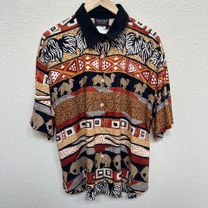 Vintage Cascais of California Collection Size XL Tribal Animal Print Blouse Top